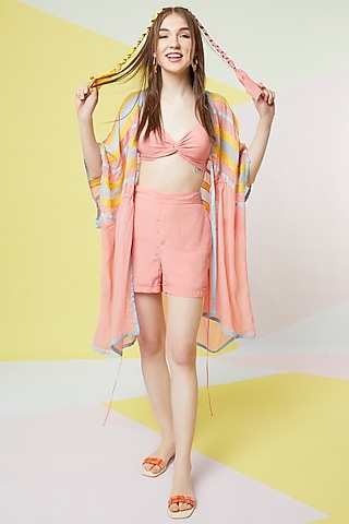 Cherry Blossom twist Bustier by Wendell Rodricks