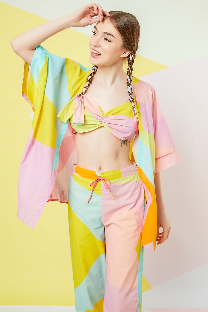 Lavender Abstract Leaf Printed Co-Ord Set by Wendell Rodricks at Pernia's Pop Up Shop