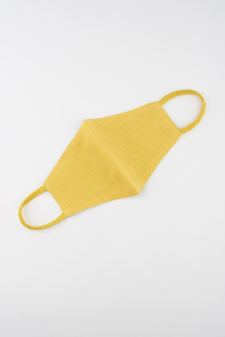 Yellow Linen Reversible Mask by Wendell Rodricks at Pernia's Pop Up Shop