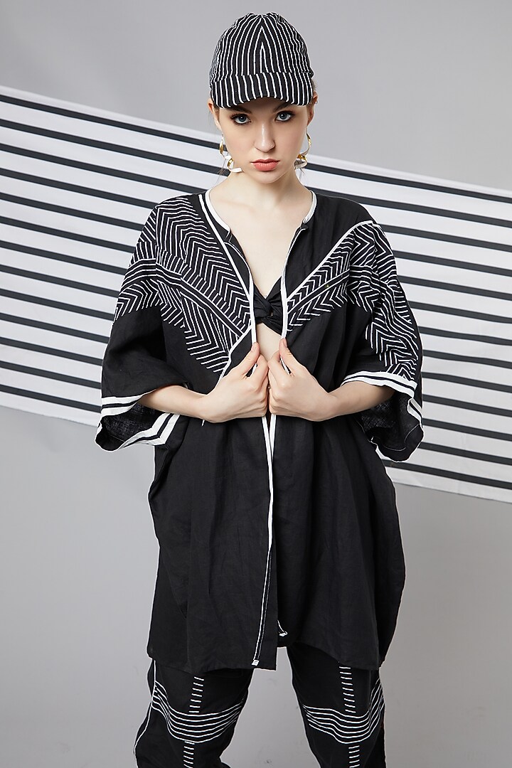 Black Monochrome Co-Ord Set by Wendell Rodricks at Pernia's Pop Up Shop