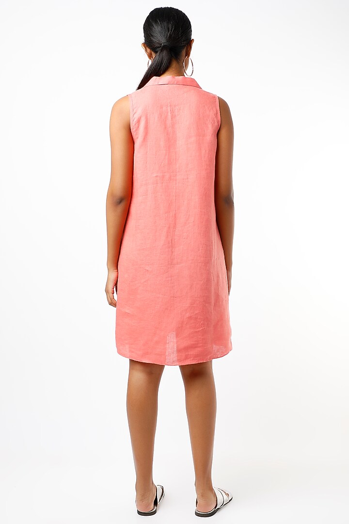 Dark Peach Linen Summer Dress by Wendell Rodricks at Pernia's Pop Up Shop