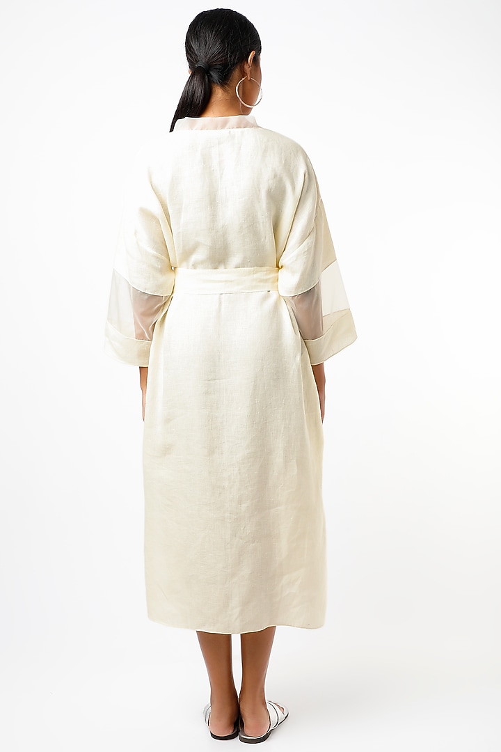 Ivory Linen Kaftan by Wendell Rodricks at Pernia's Pop Up Shop