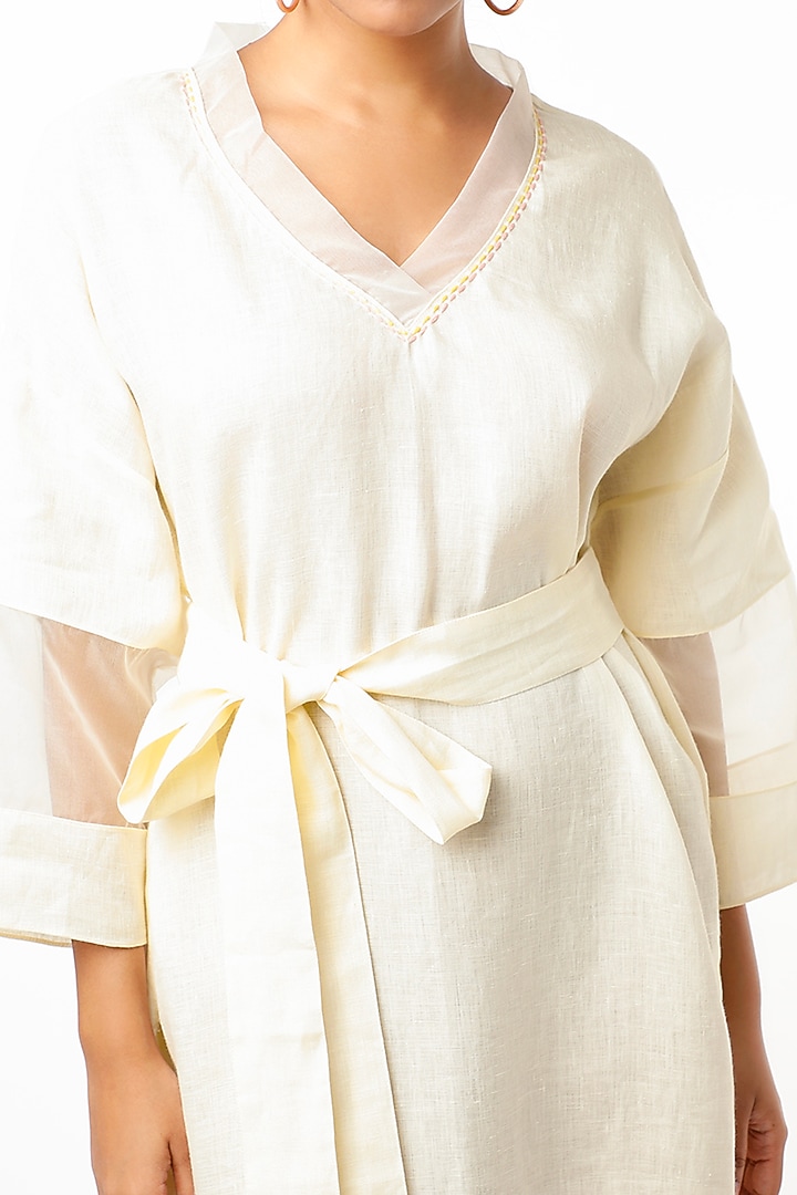Ivory Linen Kaftan by Wendell Rodricks at Pernia's Pop Up Shop
