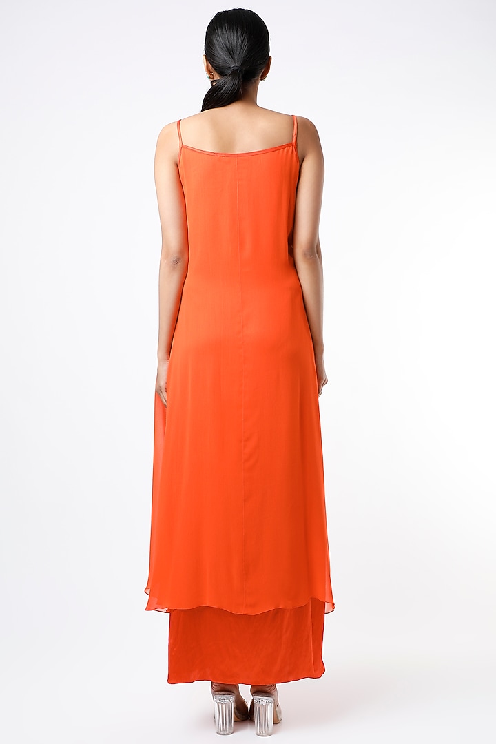 Orange Embellished Layered Maxi Summer Dress by Wendell Rodricks at Pernia's Pop Up Shop