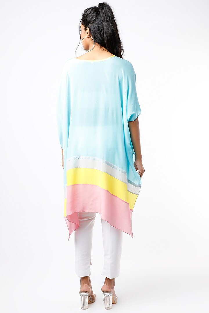 Powder Blue Gathered Kaftan Top by Wendell Rodricks at Pernia's Pop Up Shop