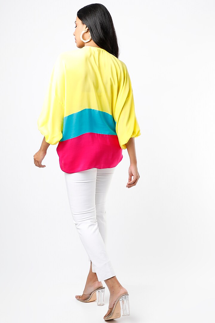 Lime Yellow Ruched Top by Wendell Rodricks at Pernia's Pop Up Shop