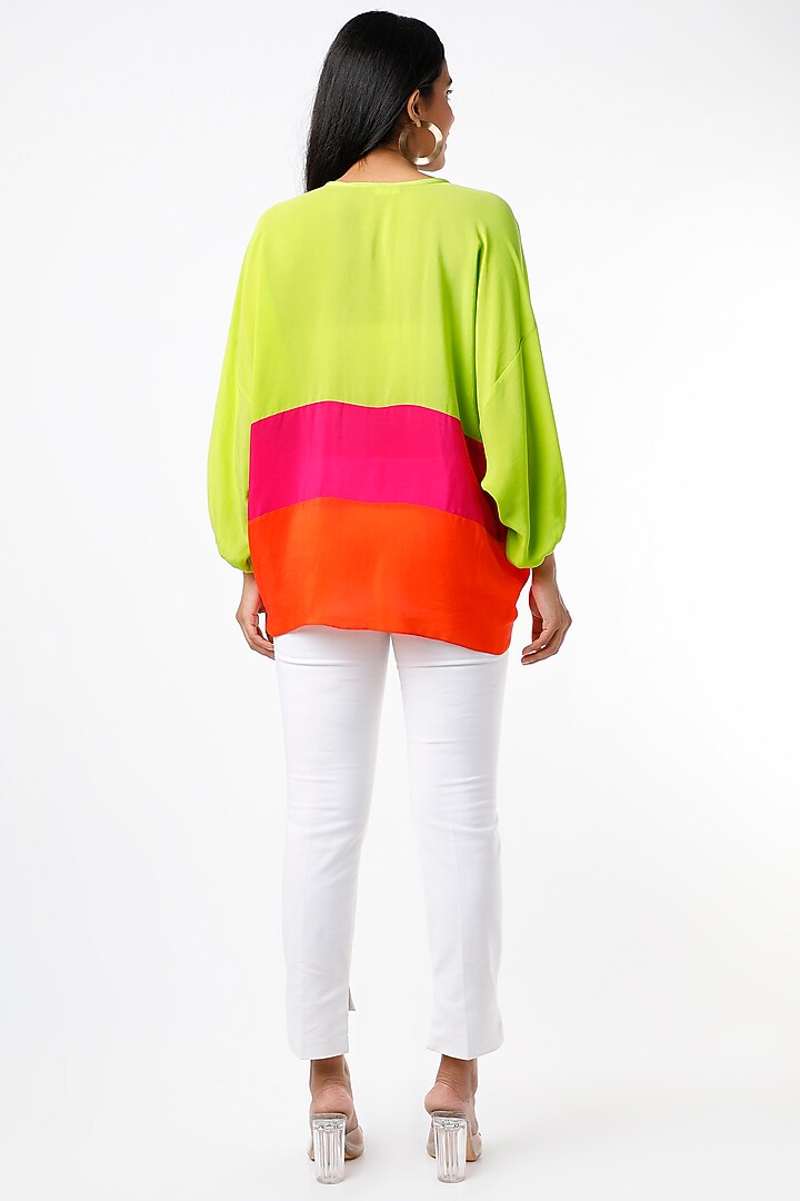 Neon Green Ruched Top by Wendell Rodricks at Pernia's Pop Up Shop