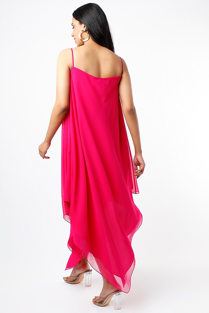 Fuchsia Asymmetrical Summer Dress by Wendell Rodricks at Pernia's Pop Up Shop