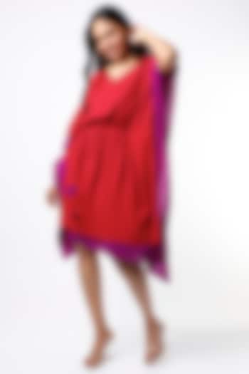 Red & Purple Layered Kaftan Dress by Wendell Rodricks