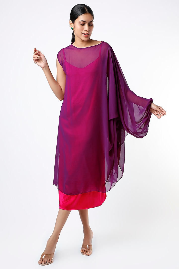 Purple Draped Dress by Wendell Rodricks at Pernia's Pop Up Shop