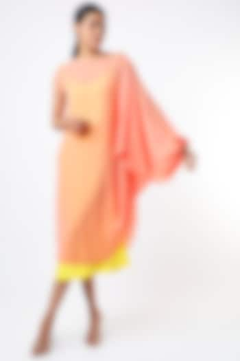 Light Peach Draped Dress by Wendell Rodricks at Pernia's Pop Up Shop