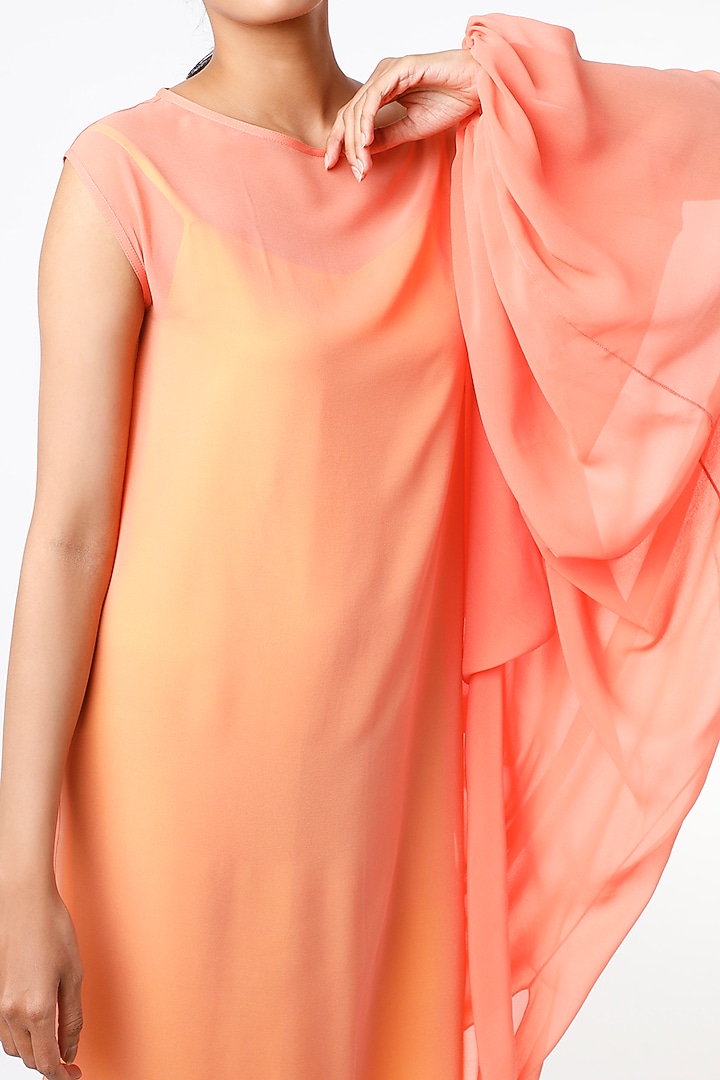 Light Peach Draped Summer Dress by Wendell Rodricks at Pernia's Pop Up Shop