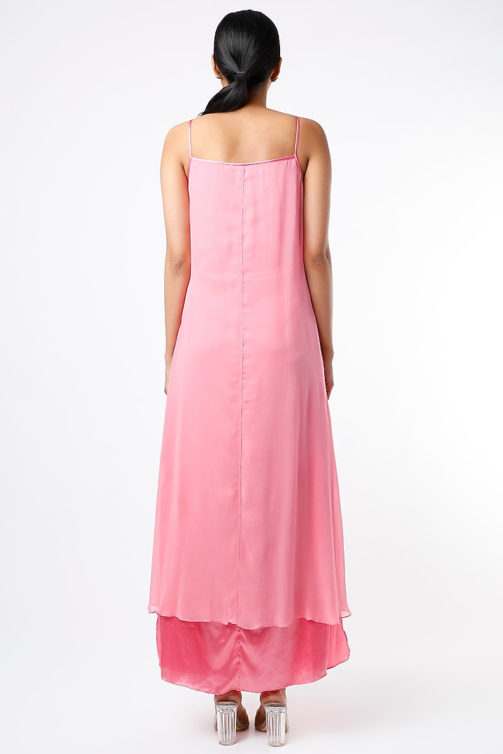 Pink Embellished Layered Maxi Summer Dress by Wendell Rodricks at Pernia's Pop Up Shop