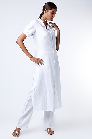 White Linen Kurta by Wendell Rodricks