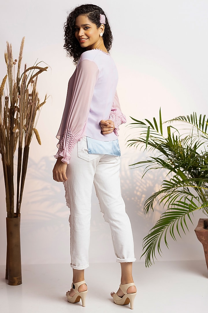 Lavender Pearl Asymmetrical Pearl Top by Wendell Rodricks at Pernia's Pop Up Shop
