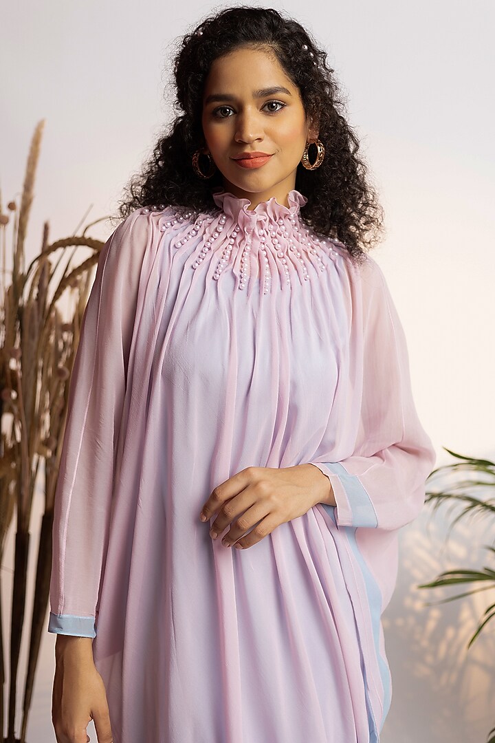 Lavender Pearl High Neck Kaftan by Wendell Rodricks at Pernia's Pop Up Shop