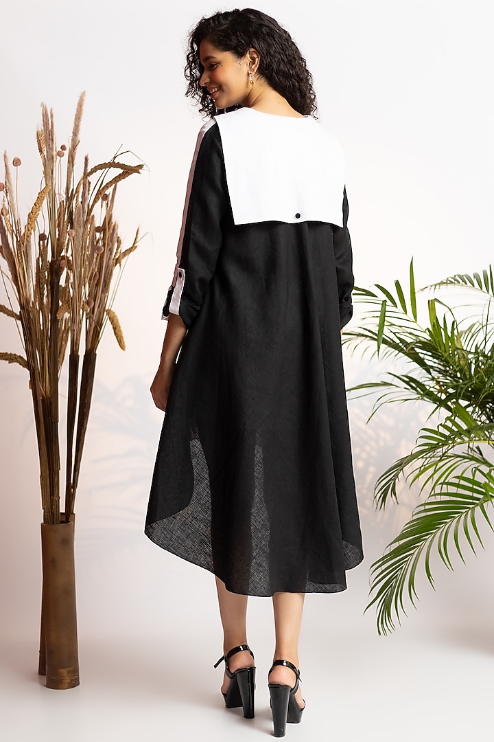 Black & White Linen High-Low Summer Dress by Wendell Rodricks at Pernia's Pop Up Shop
