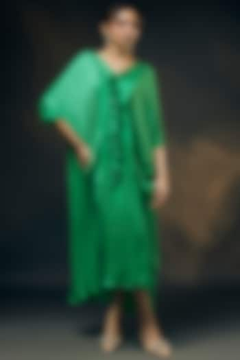 Mint Green Bamberg Satin Kaftan by Wendell Rodricks at Pernia's Pop Up Shop