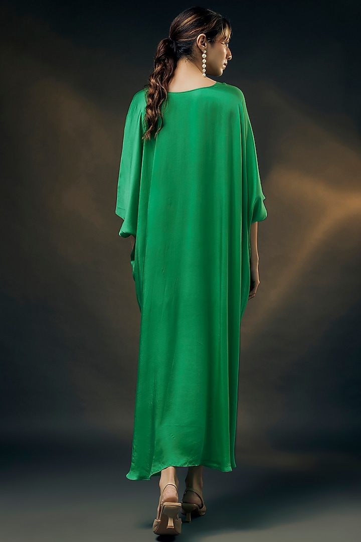 Mint Green Bamberg Satin Kaftan by Wendell Rodricks at Pernia's Pop Up Shop