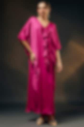 Pink Bamberg Satin Kaftan by Wendell Rodricks at Pernia's Pop Up Shop