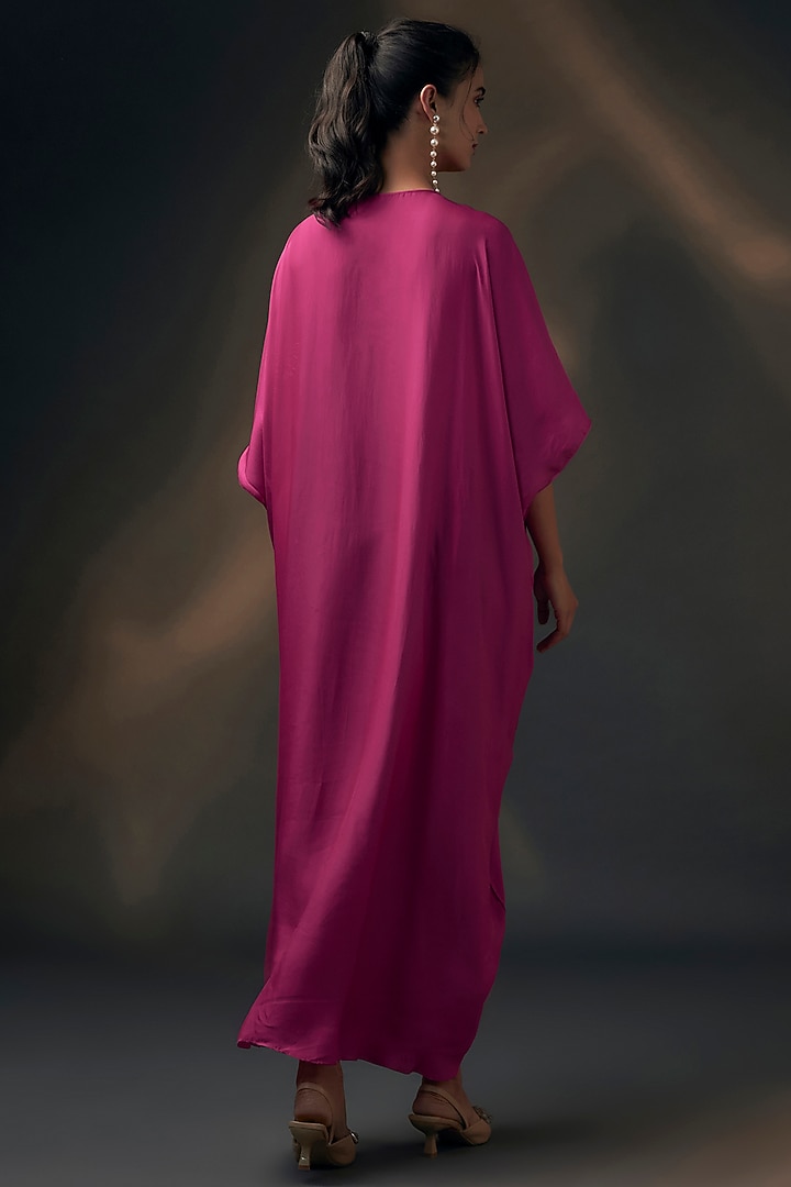 Pink Bamberg Satin Kaftan by Wendell Rodricks at Pernia's Pop Up Shop