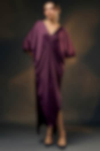 Purple Bamberg Satin Kaftan by Wendell Rodricks at Pernia's Pop Up Shop