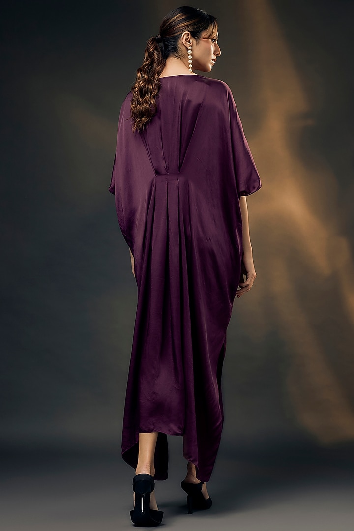 Purple Bamberg Satin Kaftan by Wendell Rodricks at Pernia's Pop Up Shop