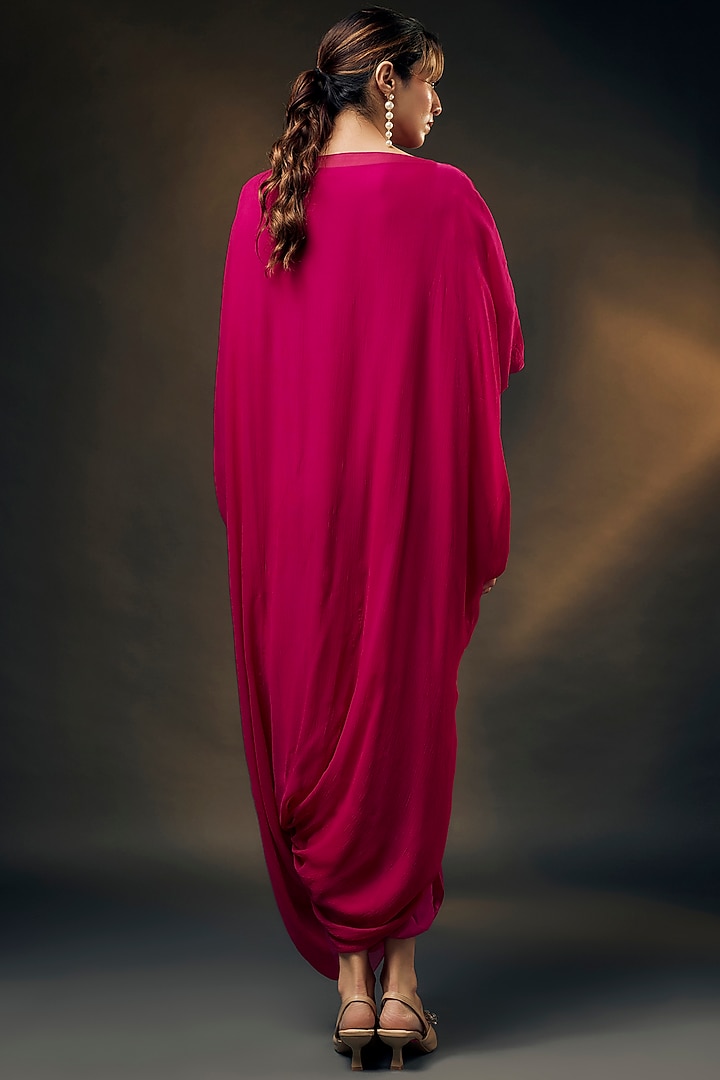 Pink Bamberg Satin & Chiffon Jumpsuit With Inner by Wendell Rodricks at Pernia's Pop Up Shop
