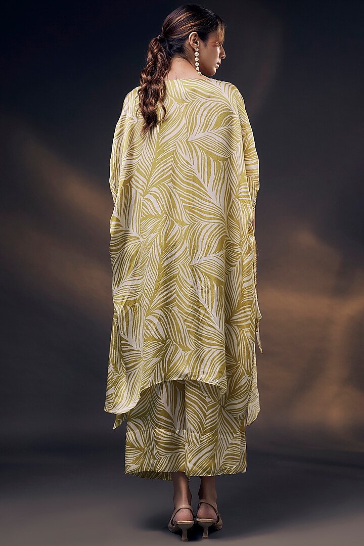 Mustard & Off-White Bamberg Satin Co-Ord Set by Wendell Rodricks at Pernia's Pop Up Shop
