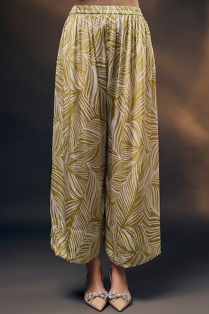 Mustard & Off-White Bamberg Satin Co-Ord Set by Wendell Rodricks at Pernia's Pop Up Shop