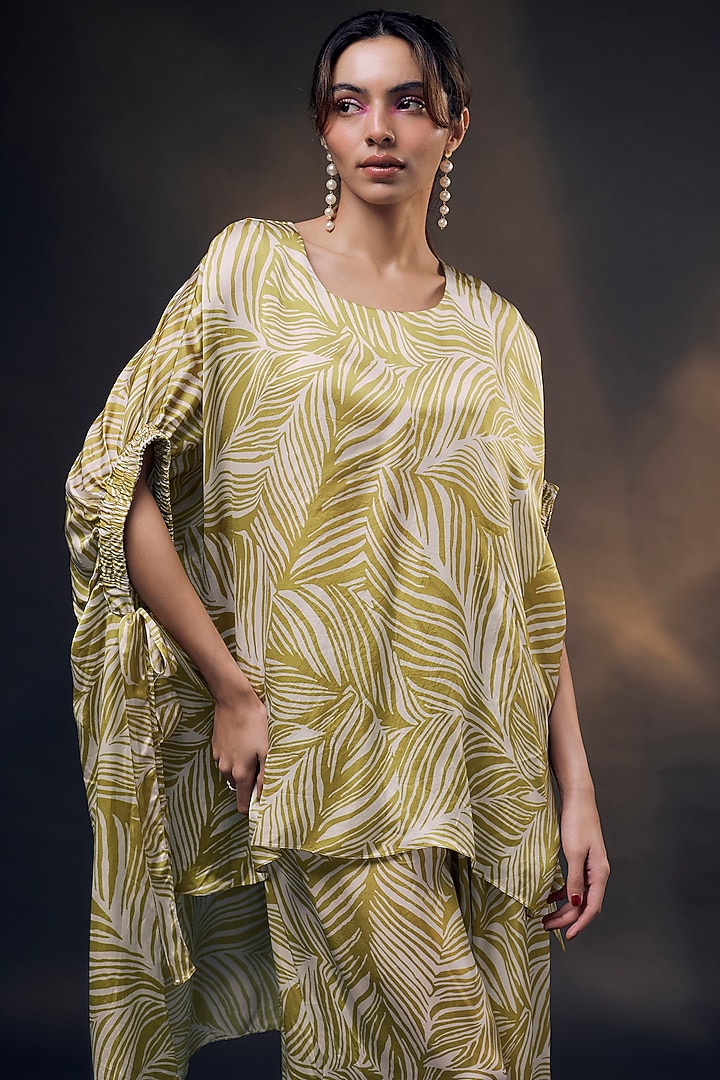 Mustard & Off-White Bamberg Satin Co-Ord Set by Wendell Rodricks at Pernia's Pop Up Shop