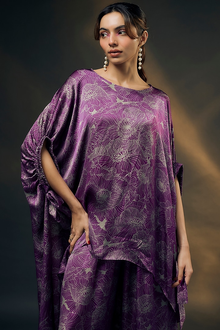 Wine Bamberg Satin Co-Ord Set by Wendell Rodricks at Pernia's Pop Up Shop