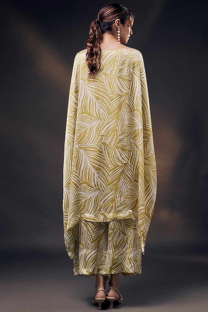 Mustard & Off-White Bamberg Satin Co-Ord Set by Wendell Rodricks at Pernia's Pop Up Shop