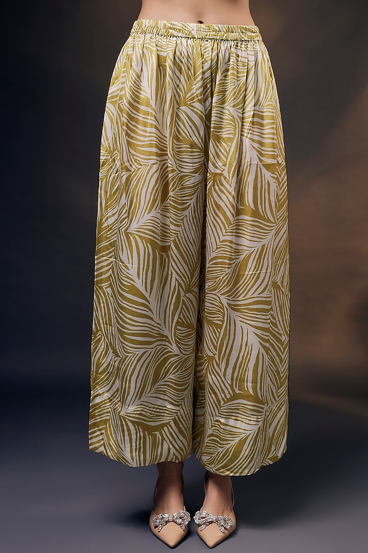 Mustard & Off-White Bamberg Satin Co-Ord Set by Wendell Rodricks at Pernia's Pop Up Shop