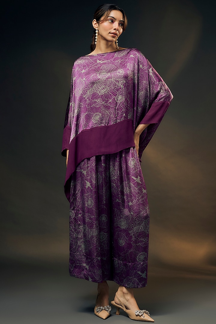 Wine Bamberg Satin Co-Ord Set by Wendell Rodricks at Pernia's Pop Up Shop