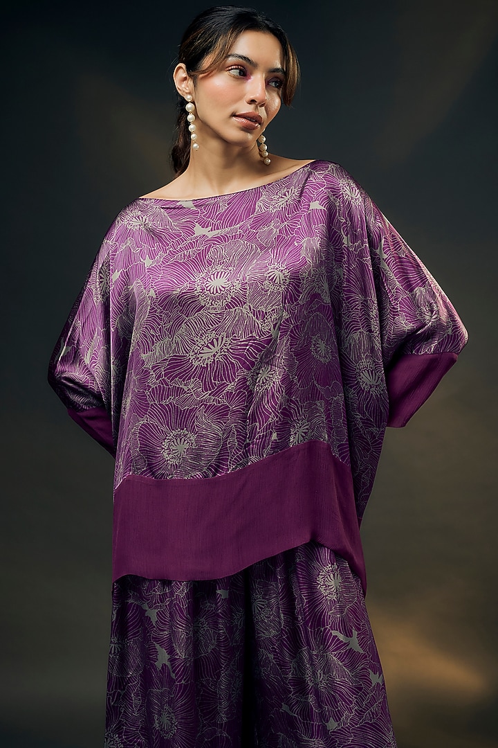 Wine Bamberg Satin Co-Ord Set by Wendell Rodricks at Pernia's Pop Up Shop