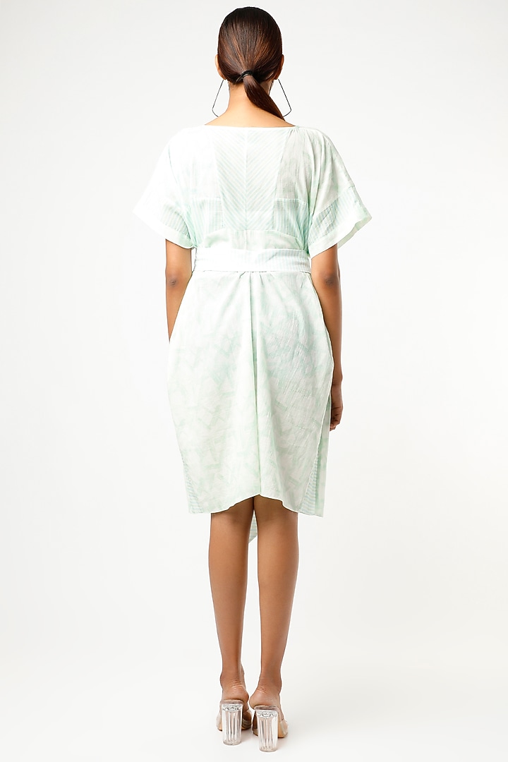 Aqua Geometric Patchwork Printed Kaftan by Wendell Rodricks at Pernia's Pop Up Shop