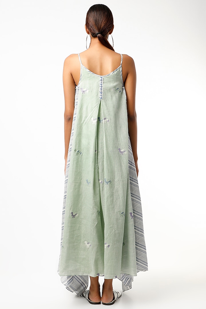 Mint Jamdani Maxi Summer Dress by Wendell Rodricks at Pernia's Pop Up Shop