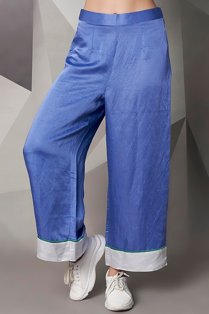 Bluish Purple Colour Blocked Co-Ord Set by Wendell Rodricks at Pernia's Pop Up Shop
