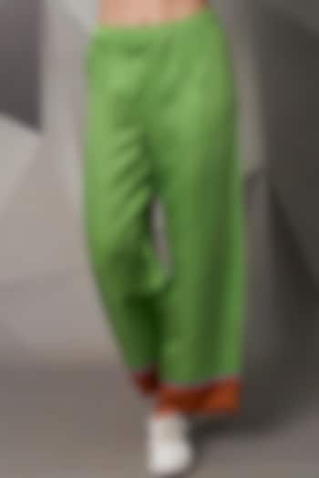 Green Pants With Rust Patch Work by Wendell Rodricks