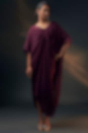 Aubergine Bamberg Satin & Chiffon Jumpsuit With Inner by Wendell Rodricks at Pernia's Pop Up Shop
