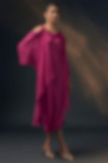 Pink Bamberg Satin & Chiffon Cowl Dress by Wendell Rodricks at Pernia's Pop Up Shop