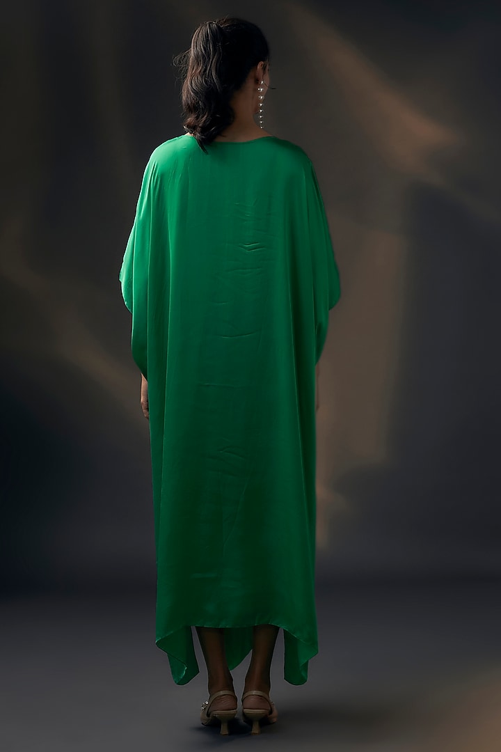 Green Bamberg Satin Kaftan by Wendell Rodricks at Pernia's Pop Up Shop