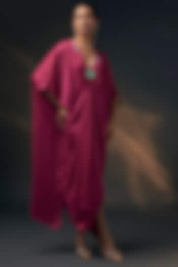 Pink Bamberg Satin Kaftan by Wendell Rodricks at Pernia's Pop Up Shop