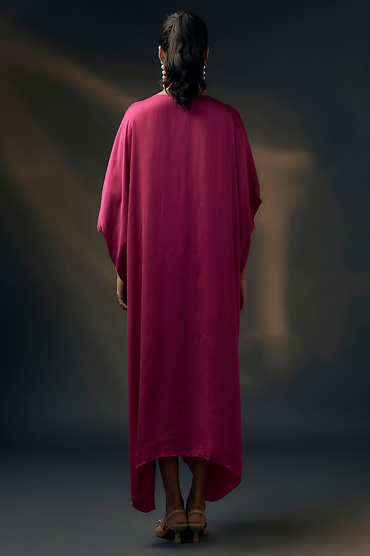 Pink Bamberg Satin Kaftan by Wendell Rodricks at Pernia's Pop Up Shop