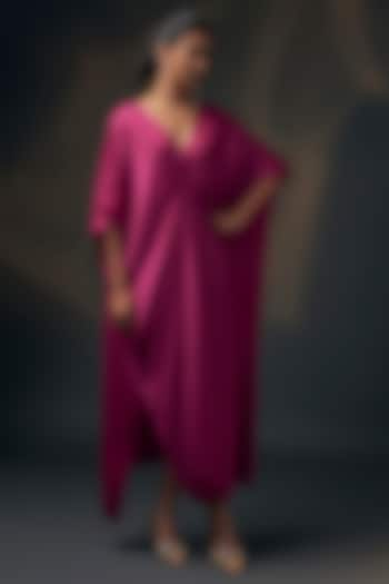 Pink Bamberg Satin Kaftan by Wendell Rodricks at Pernia's Pop Up Shop