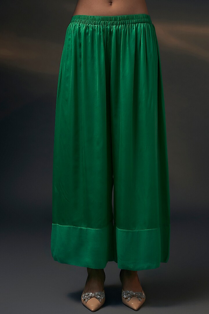 Green Bamberg Satin Co-Ord Set by Wendell Rodricks at Pernia's Pop Up Shop
