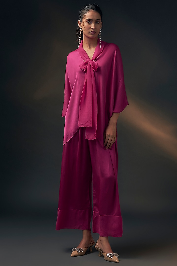 Pink Bamberg Satin Co-Ord Set by Wendell Rodricks at Pernia's Pop Up Shop