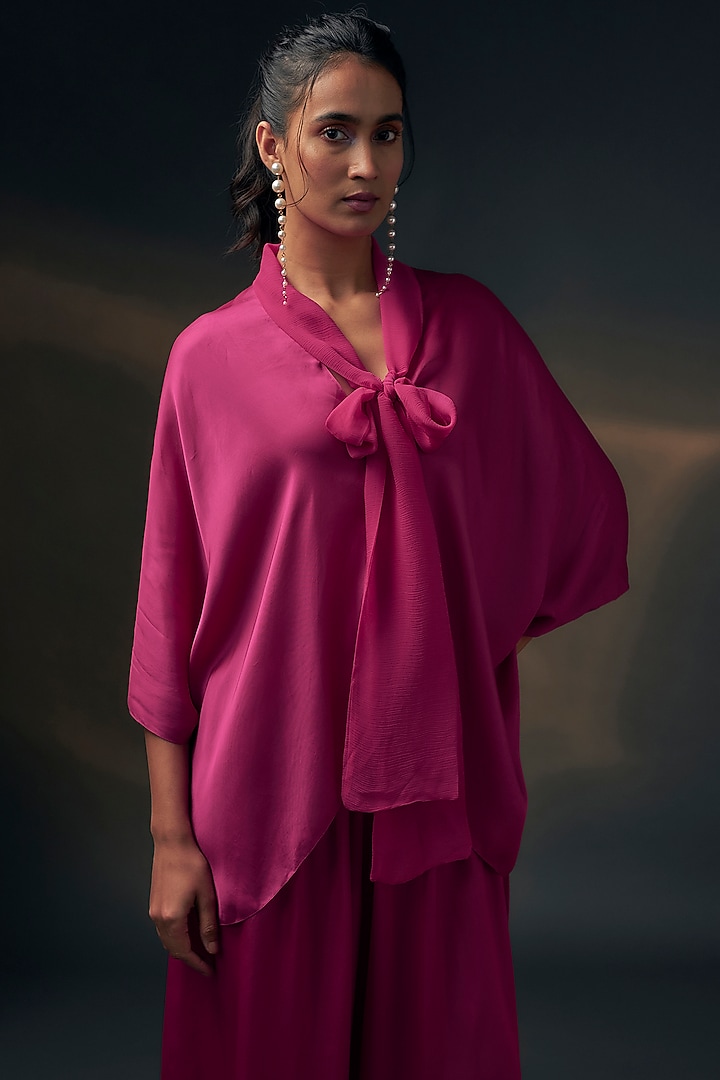 Pink Bamberg Satin Co-Ord Set by Wendell Rodricks at Pernia's Pop Up Shop