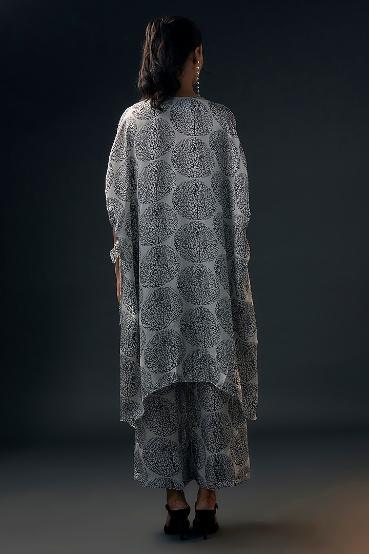Black & White Bamberg Satin Printed Co-Ord Set by Wendell Rodricks at Pernia's Pop Up Shop